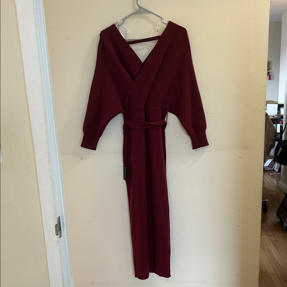 Lulu's Burgundy Long Sleeve Dress - Picture 7 of 9